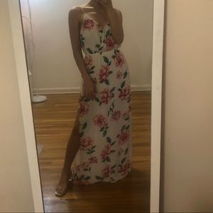 Floral maxi dress with side slit